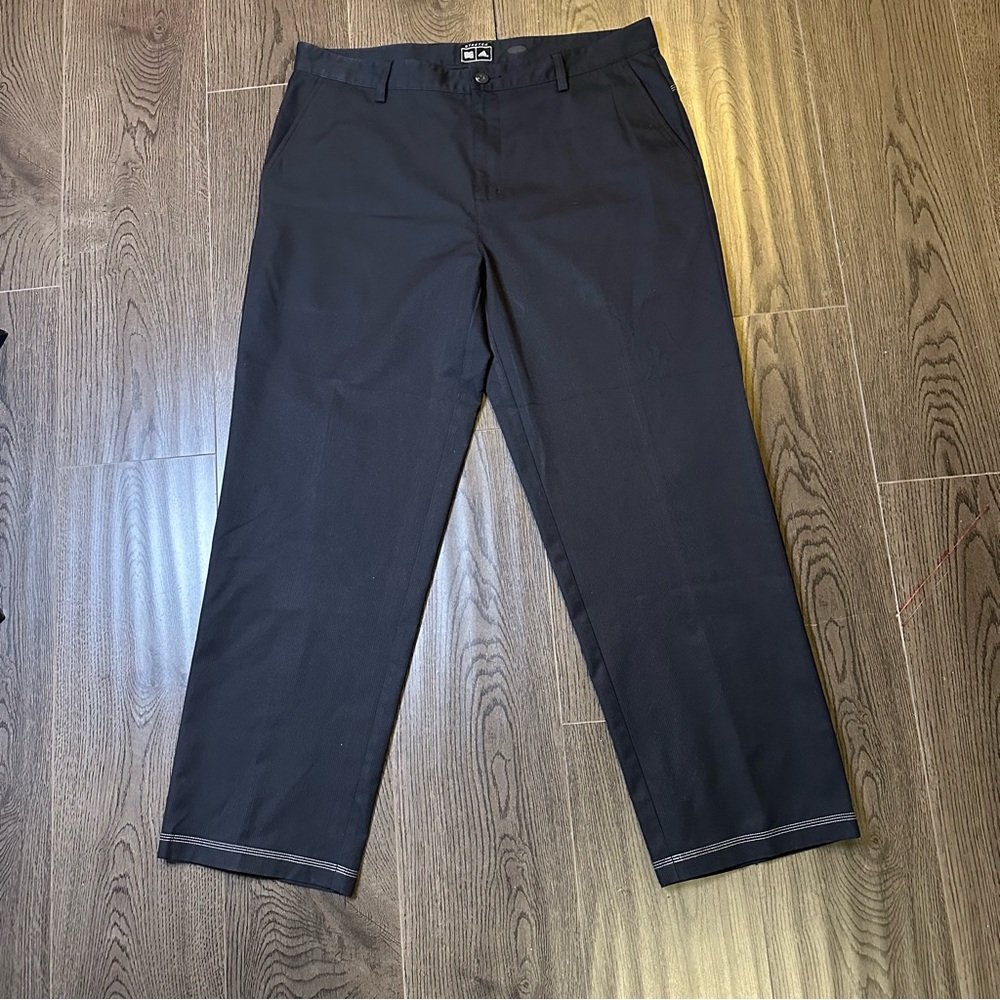 Adidas Golf Stretch Pants Mens 36x30 Black Performance Flat Front Casual ProFit